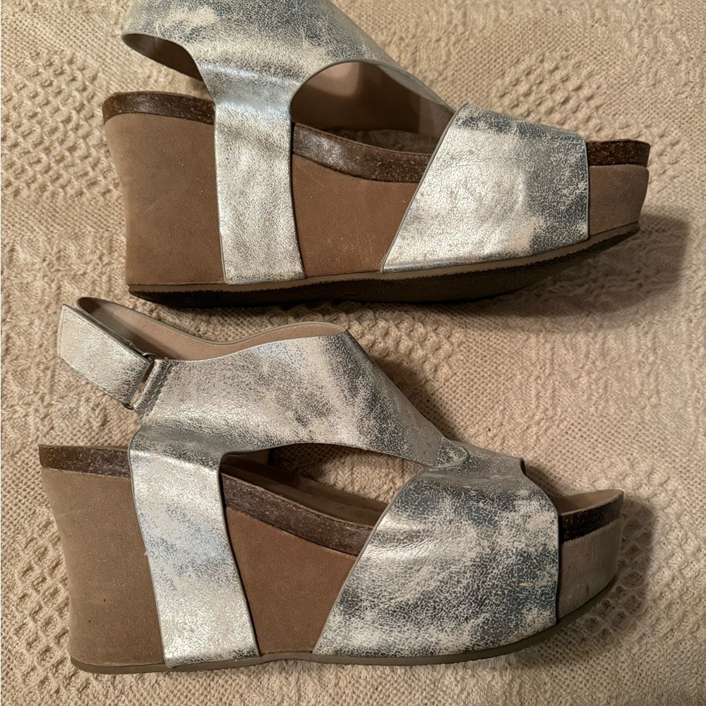 Nature Breeze Silver Wedge Sandals - Picture 6 of 6